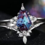 Unique Coffin Alexandrite Engagement Star Ring